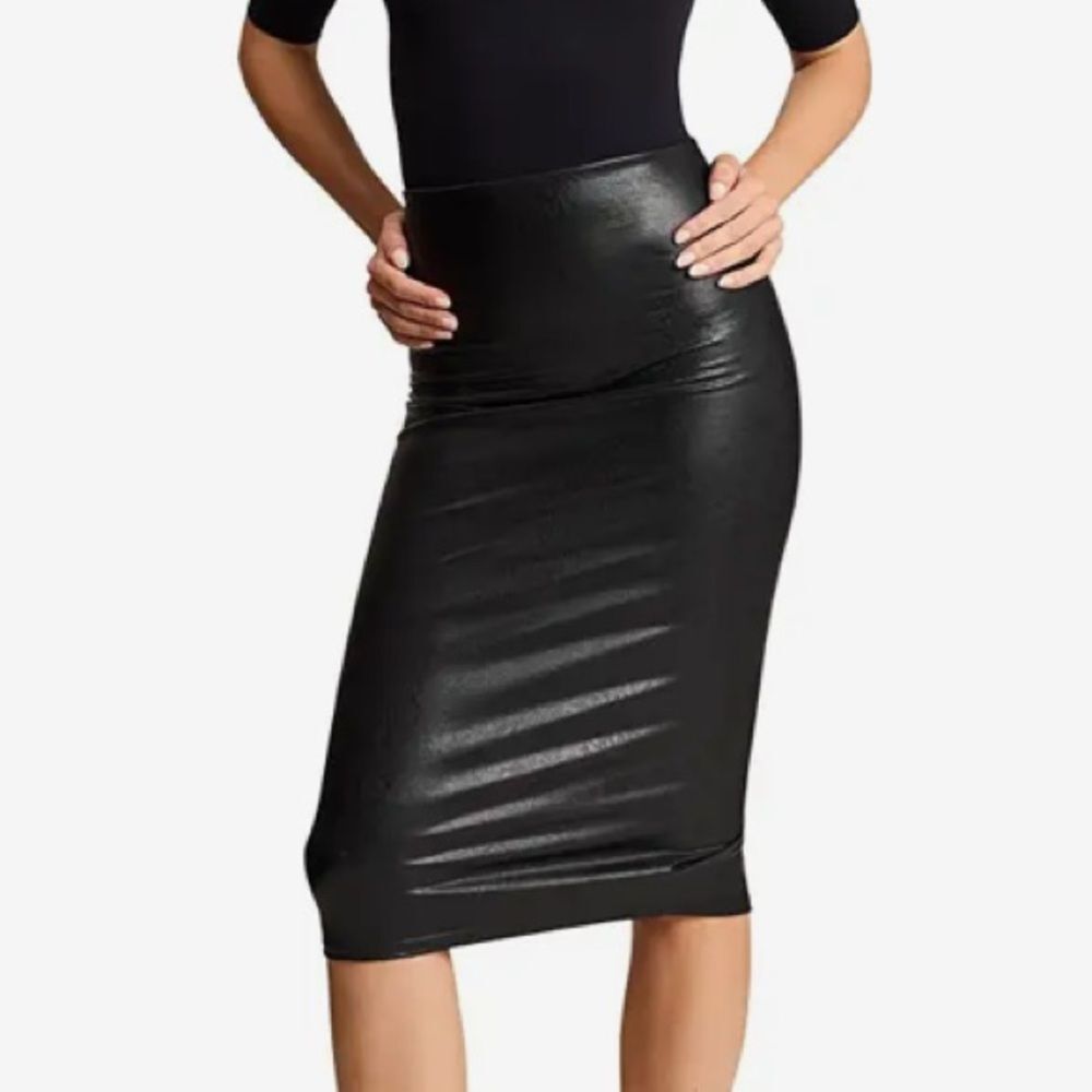 Commando Black Faux Leather Straight Pencil Skirt S